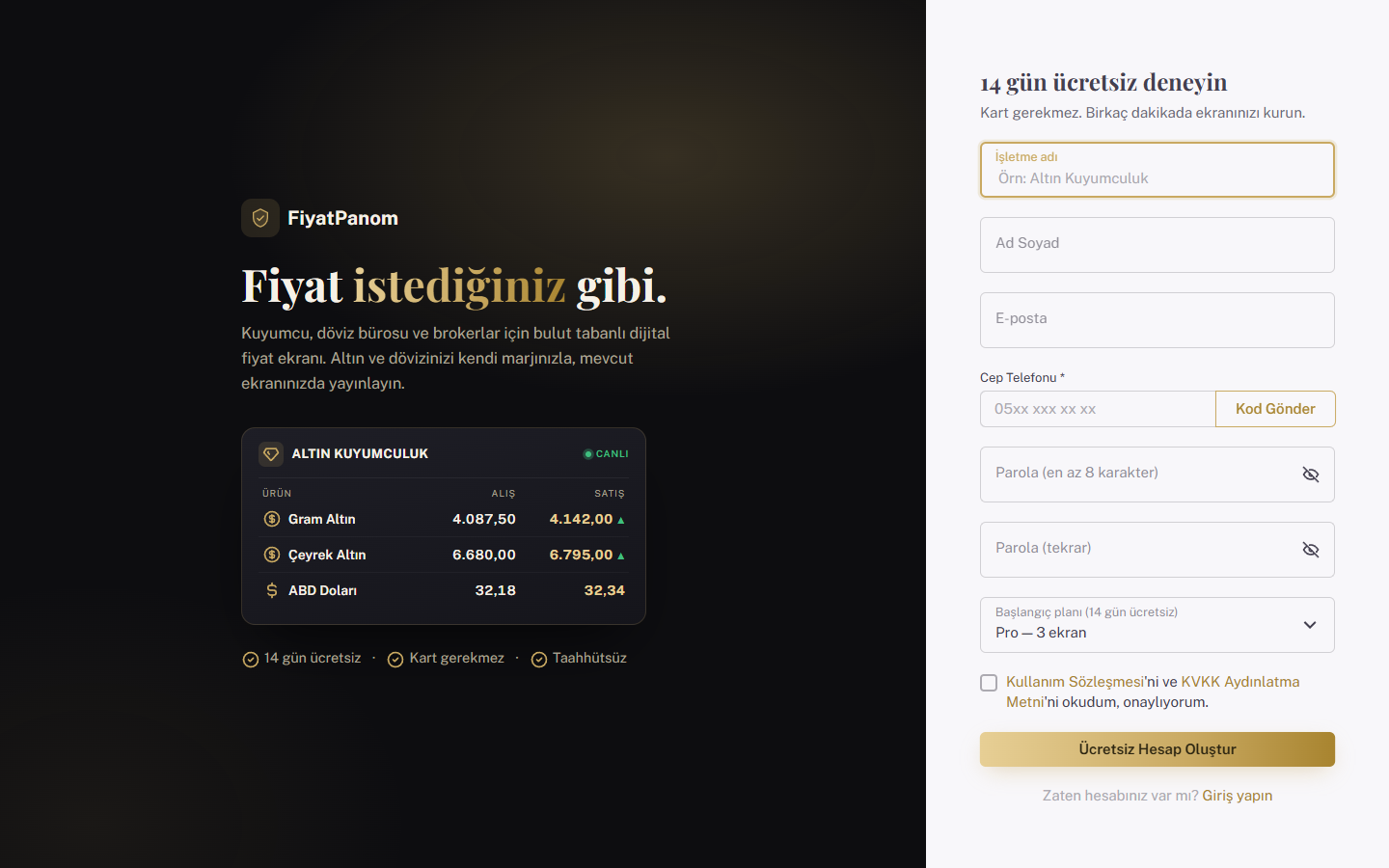 Kayıt formu